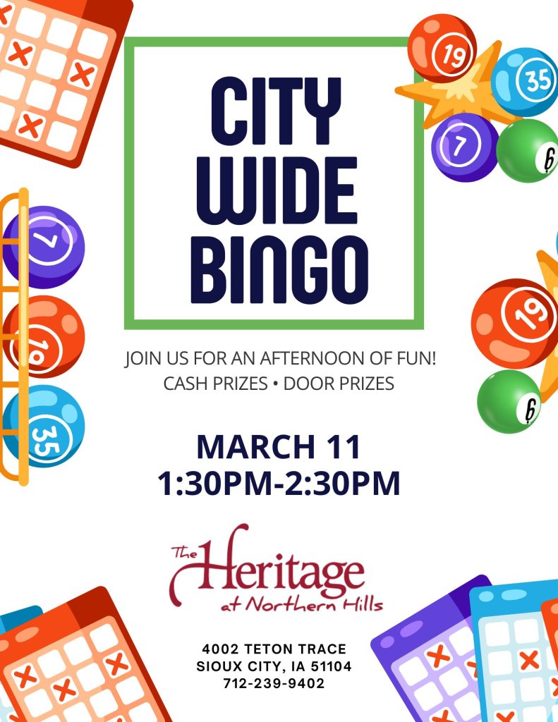 City Wide Bingo at The Heritage at Northern Hills